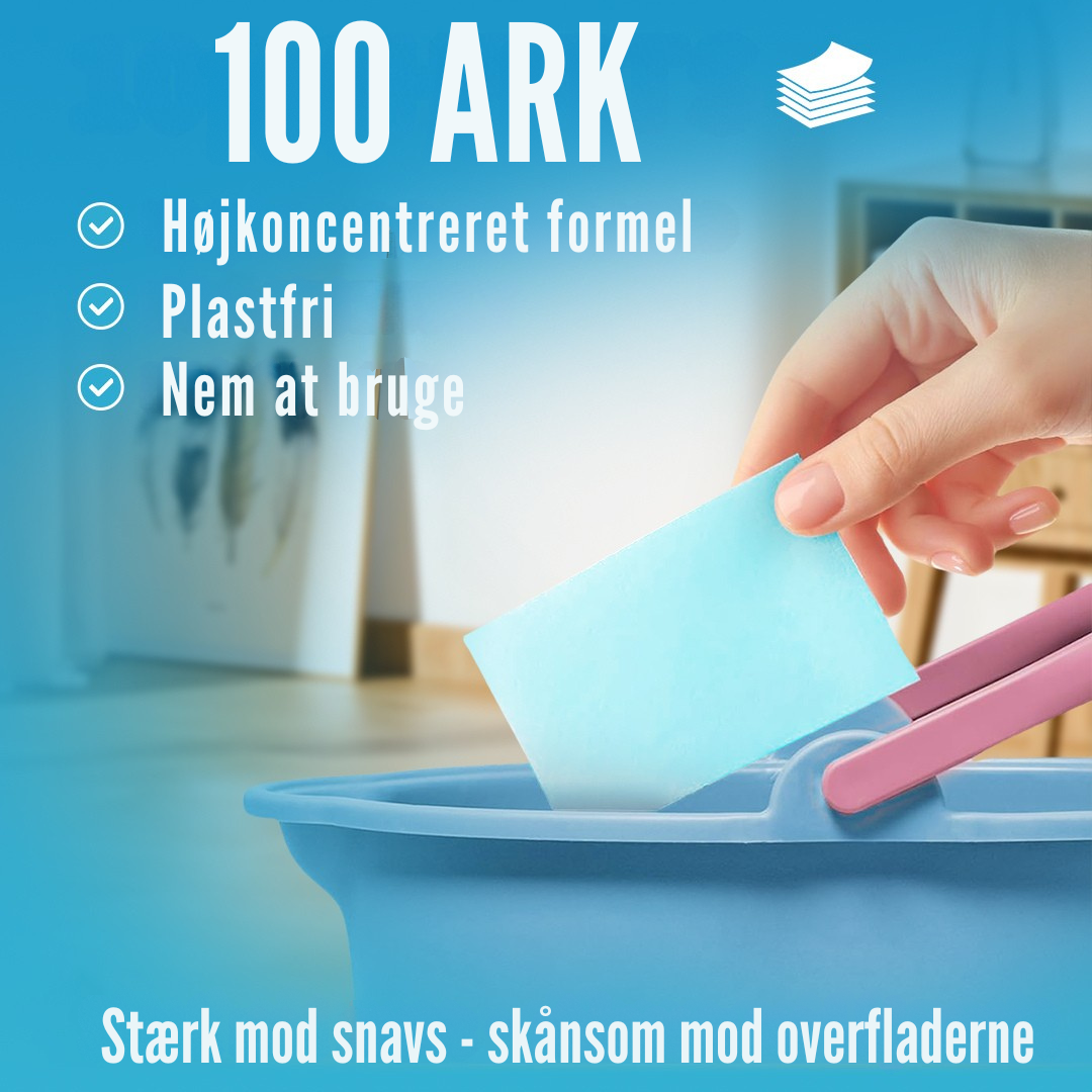 Ark klar til opløsning i gulvspand med vand