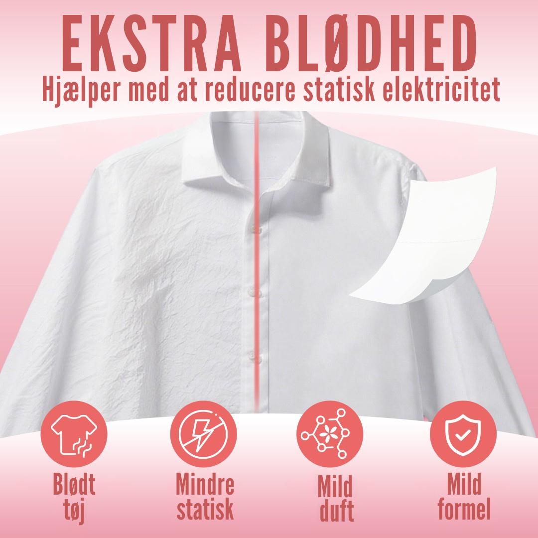 Ark placeret mellem tøj i tørretumbler