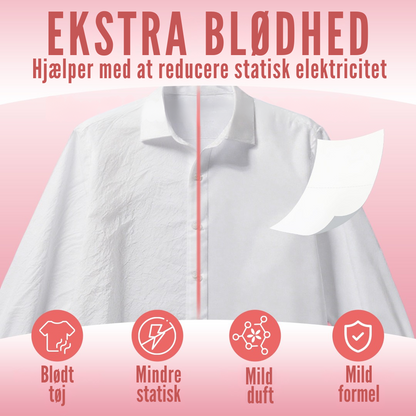 Ark placeret mellem tøj i tørretumbler