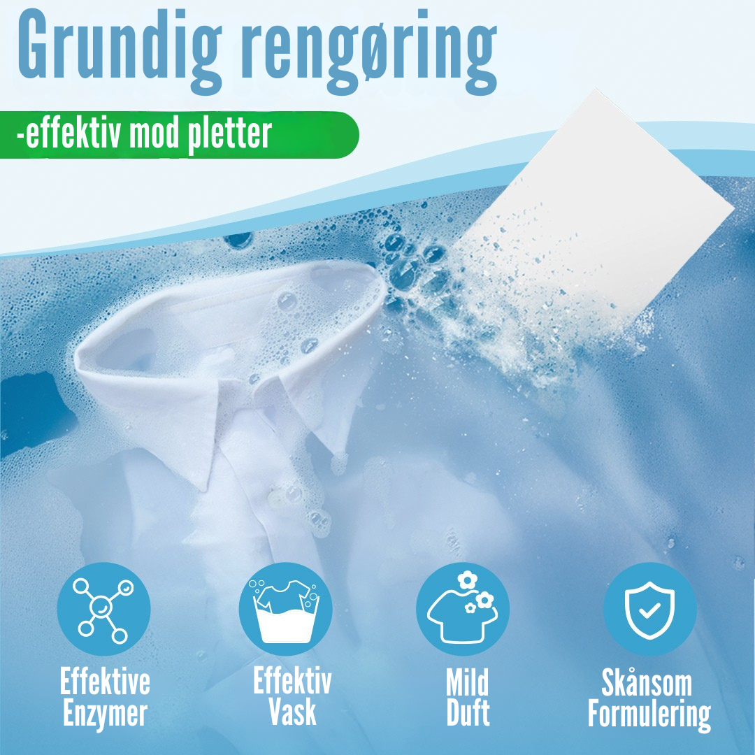 Aqua Breeze vaskemiddelark klar til brug i vaskemaskinen