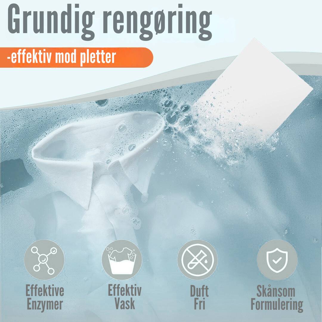 Pakke med vaskeark på badeværelseshylde