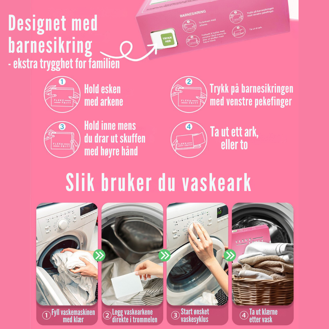 Flekkfritt Laundry Detergent Sheets Blossom Kiss 50ark <100vask
