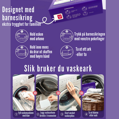 Flekkfritt Laundry Detergent Sheets Lavender Serenity 50ark <100vask