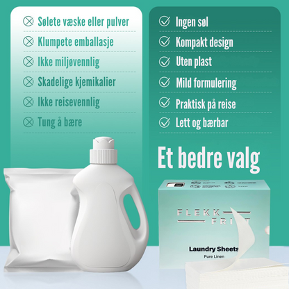 Flekkfritt Laundry Detergent Sheets Pure Linen 50ark <100vask