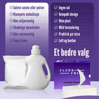 Flekkfritt Laundry Detergent Sheets Lavender Serenity 50ark <100vask
