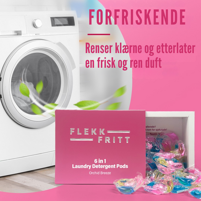 Flekkfritt 6 in 1 Laundry Detergent Pods Orchid Breeze 50stk