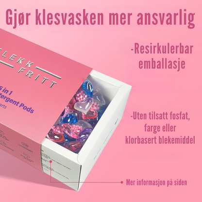 Flekkfritt 5 in 1 Laundry Detergent Pods Petal Hearts 50stk