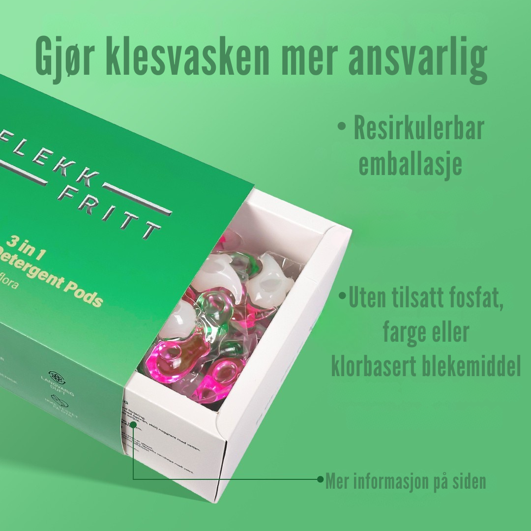 Flekkfritt 3 in 1 Laundry Detergent Pods Triflora 50stk