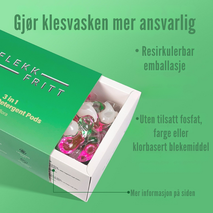 Flekkfritt 3 in 1 Laundry Detergent Pods Triflora 50stk