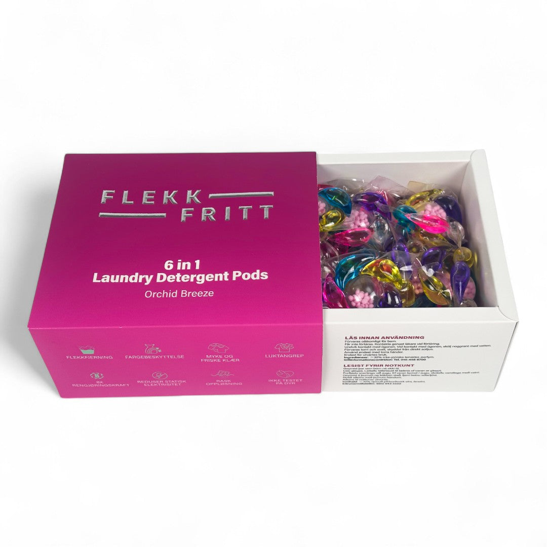 Flekkfritt 6 in 1 Laundry Detergent Pods Orchid Breeze 50stk