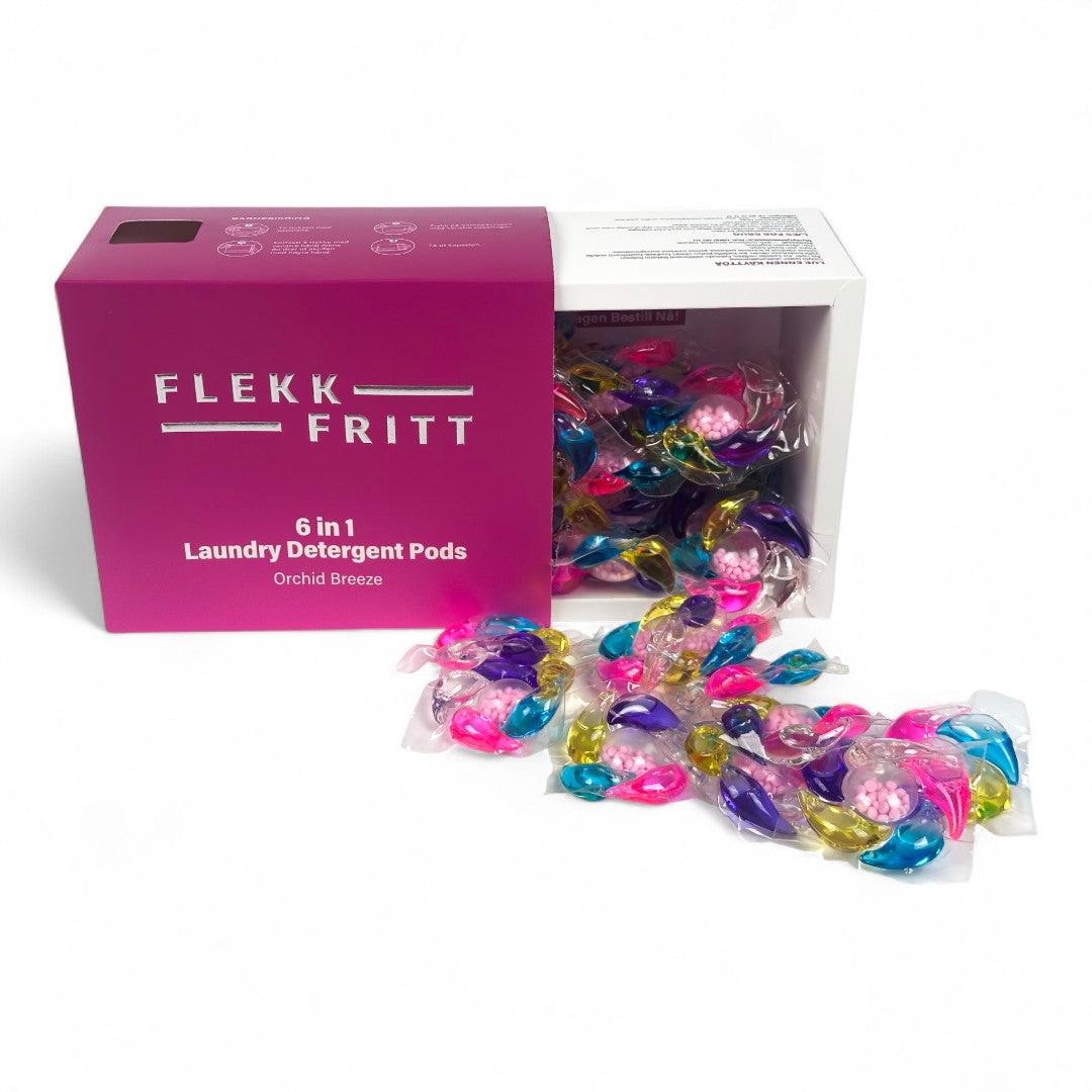 Flekkfritt 6 in 1 Laundry Detergent Pods Orchid Breeze 50stk
