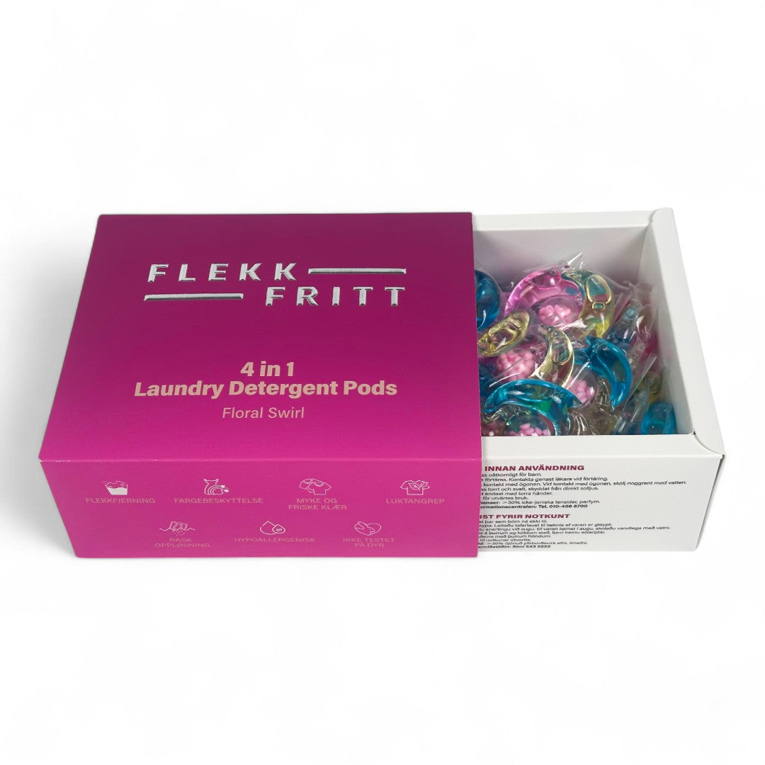 Flekkfritt 4 in 1 Laundry Detergent Pods Floral Swirl 50stk