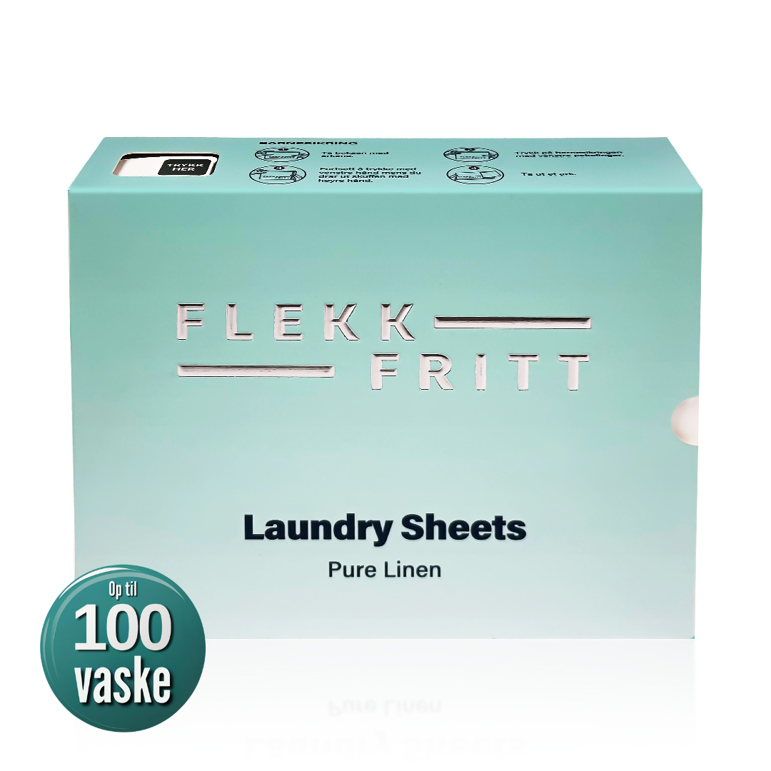 Flekkfritt Pure Linen vaskeark pakke foran hvid væg