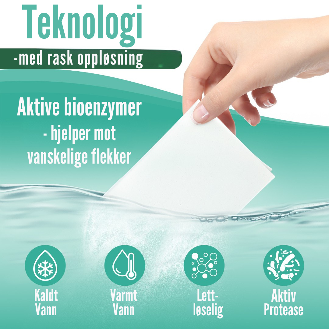 Flekkfritt Laundry Detergent Sheets Pure Linen 50ark <100vask
