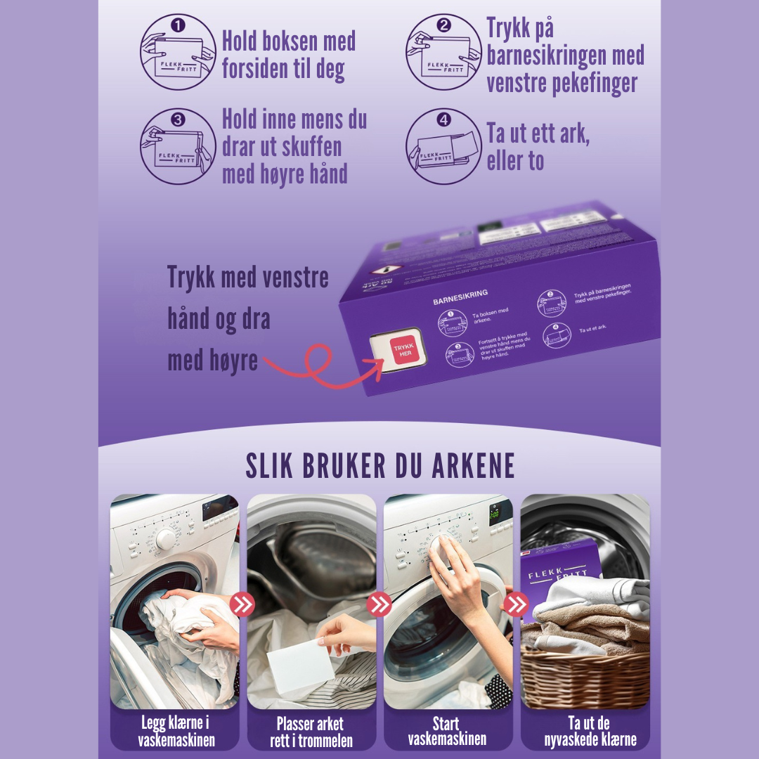 Flekkfritt Fabric Softener Sheets Lavender Serenity 50stk <100 vask