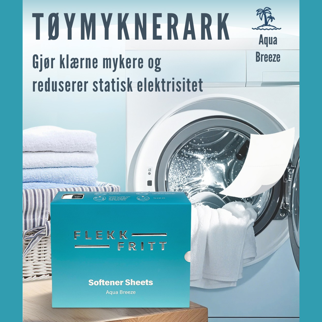 Flekkfritt Fabric Softener Sheets Aqua Breeze 50stk <100 vask