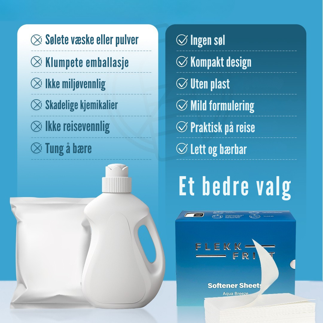 Flekkfritt Laundry Detergent Sheets Aqua Breeze 50ark <100vask
