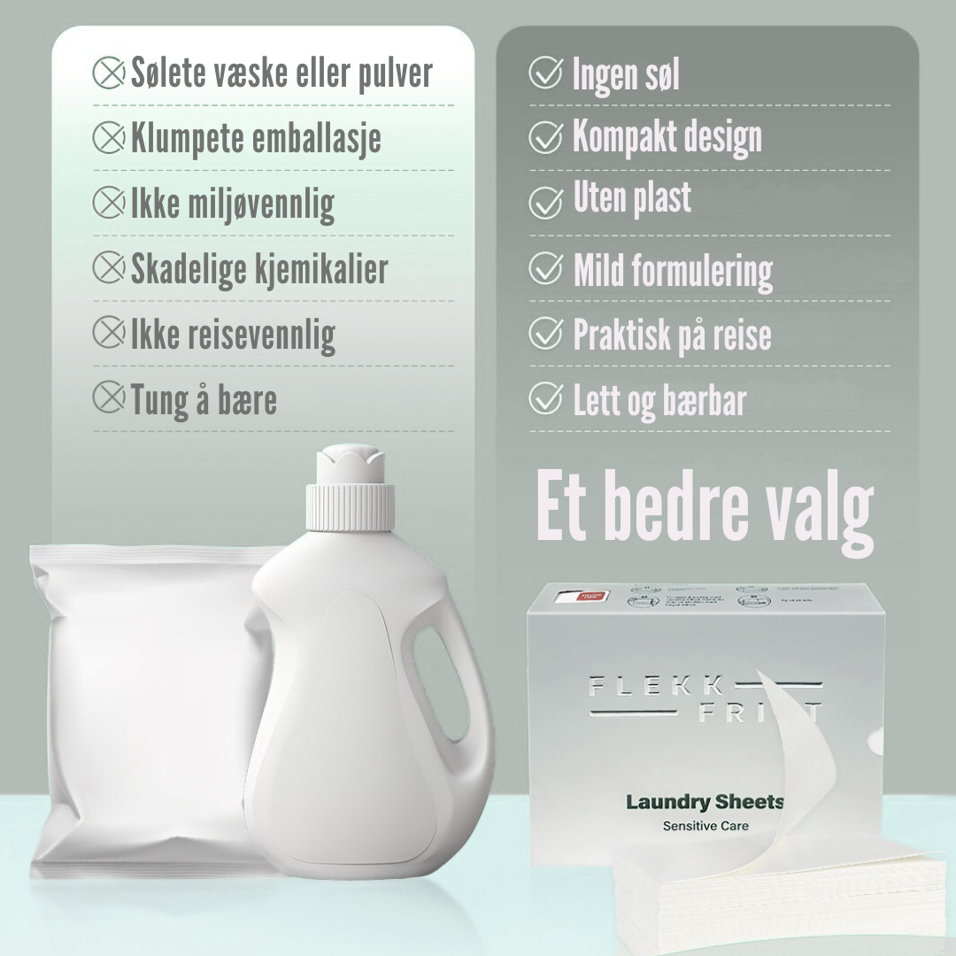 Flekkfritt Laundry Detergent Sheets Sensitive Care 50ark <100vask