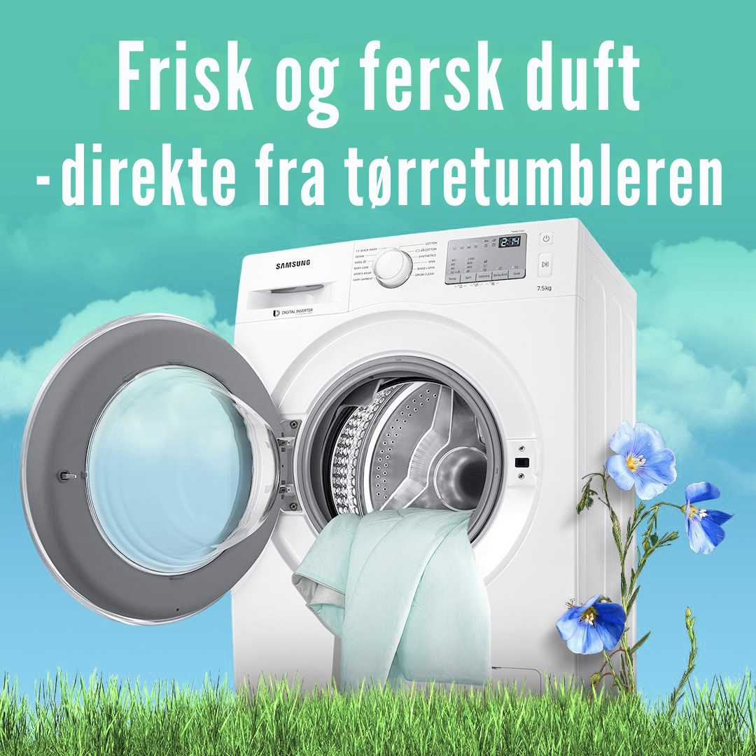 Tørreark placeret i tørretumbler med tøj